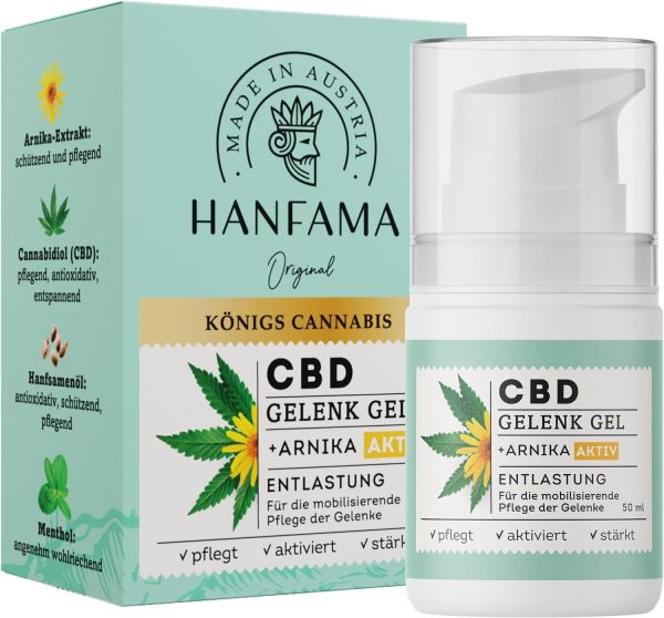 CBD Joint Gel, 100% Natural Arnica Gel for Soothing Massage for Joints and Muscle Relaxation, Cannabis Gel with Menthol, CBD Gel